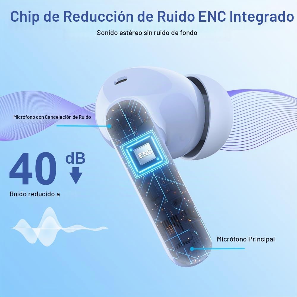 Auriculares inalámbricos, auriculares Bluetooth 5.4 con graves esté...