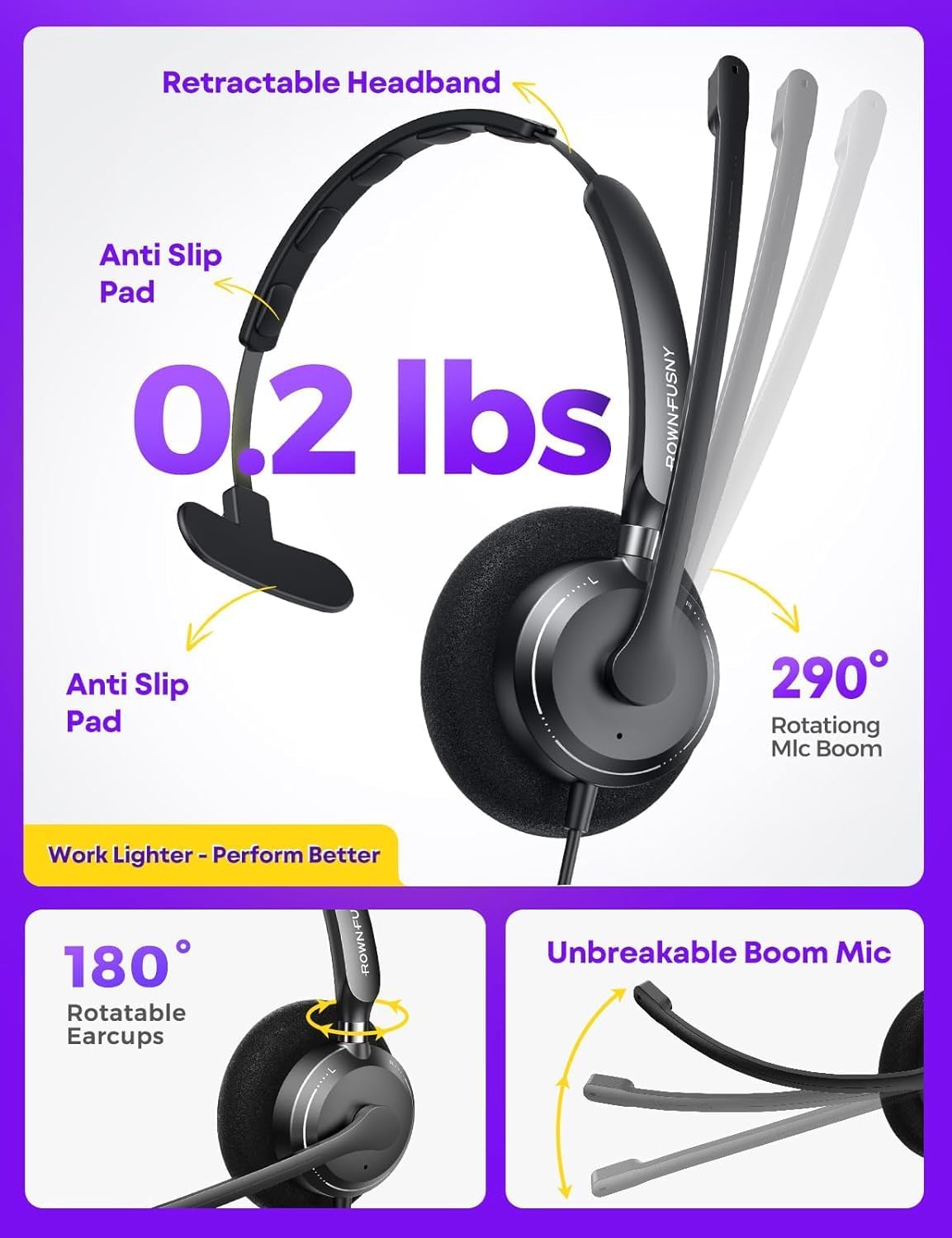 Acpanore Auriculares de computadora para PC con micrófono, auricula...