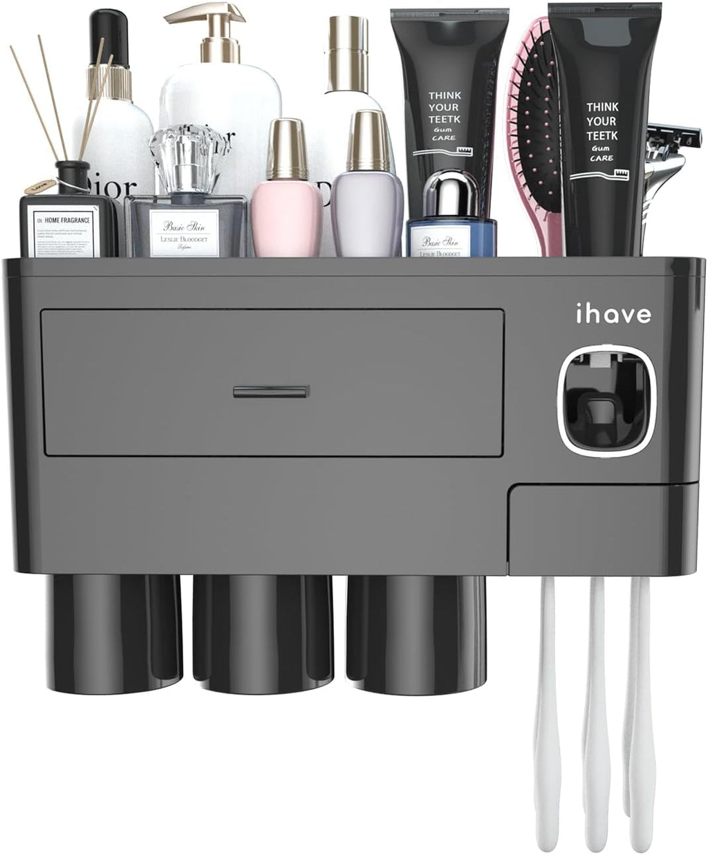 iHave Soportes para cepillos de dientes montados en la pared con |...