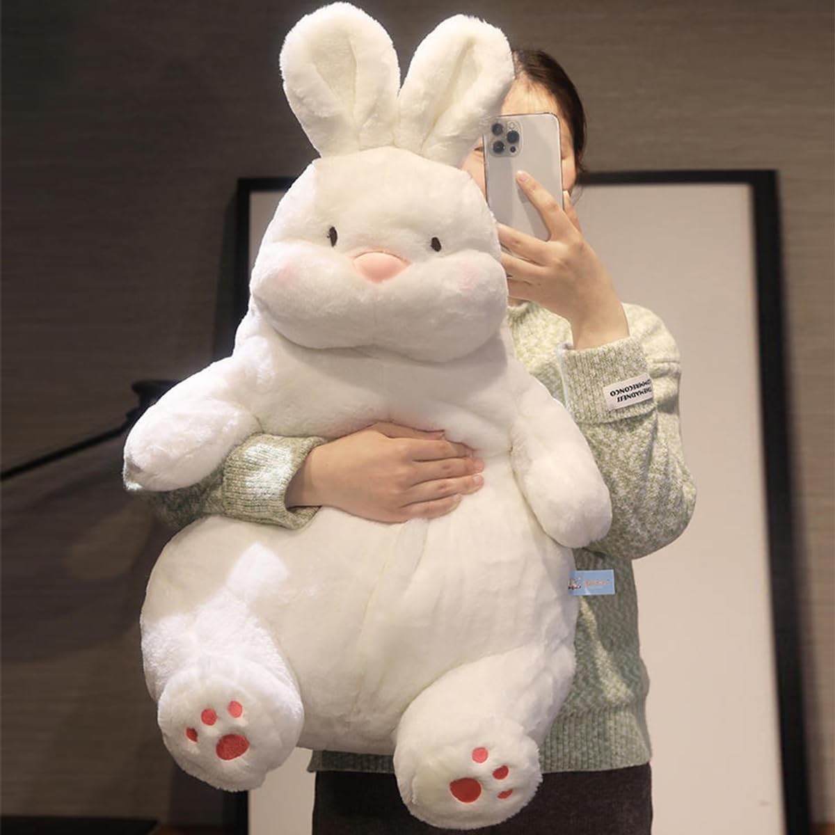 ARELUX Almohada de felpa gigante de conejo de 22 pulgadas, gran ani...
