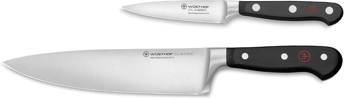 WÜSTHOF Juego de cuchillos de chef clásicos de 2 piezas, color negro