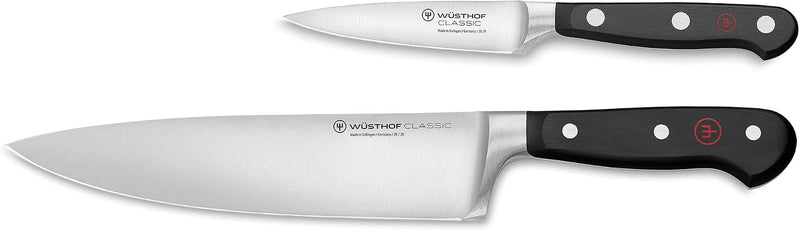 WÜSTHOF Juego de cuchillos de chef clásicos de 2 piezas, color negro