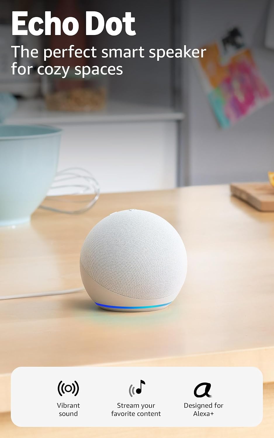 Amazon Echo Dot (modelo más nuevo): altavoz con sonido vibrante, di...
