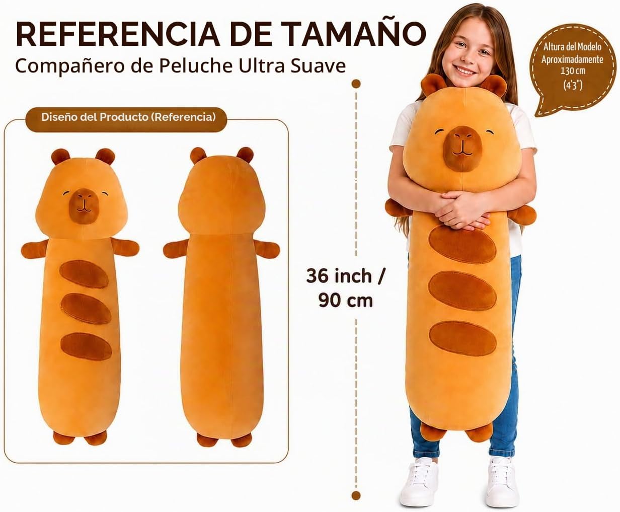 Kashabawangzi - Almohada de cuerpo de capibara gigante de 36 pulgad...