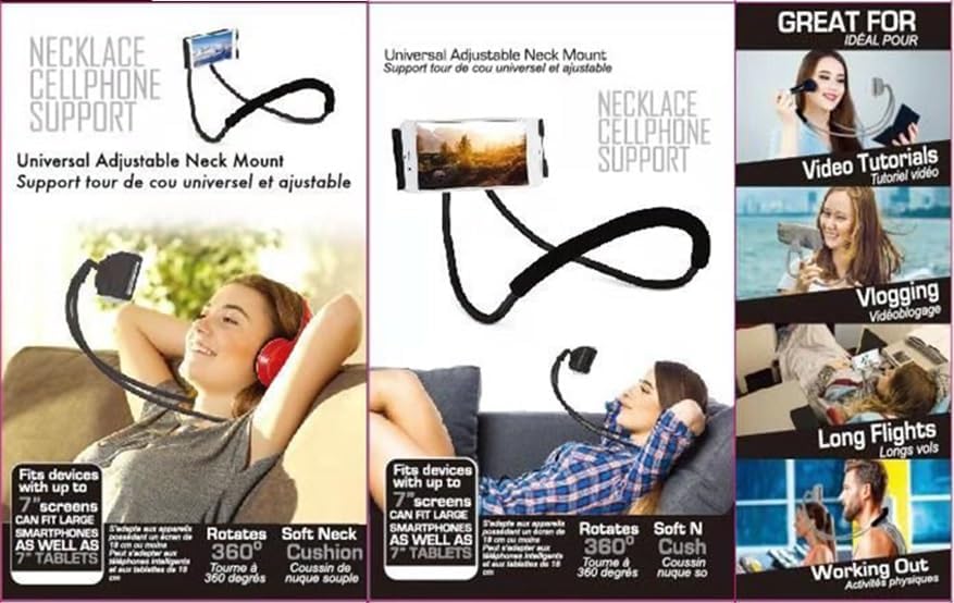 QkonkgnS Soporte para teléfono para cuello, manos libres para cama...