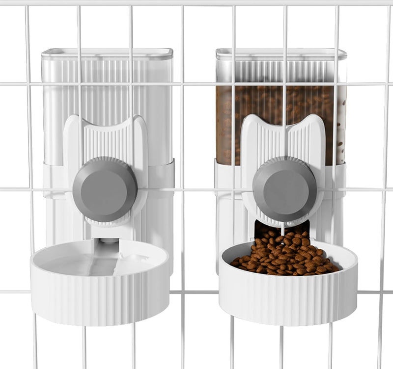 Jaula colgante Auto Pet Food Bowl dispensador de botella de agua, 1...