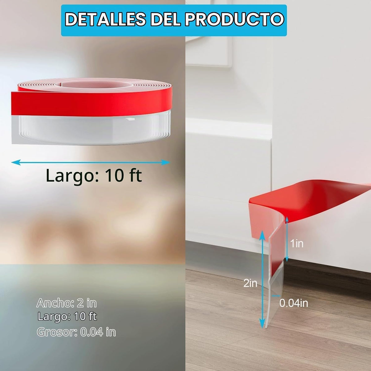 Pluden - Burlete de silicona de 2 pulgadas x 10 pies, sello autoadh...