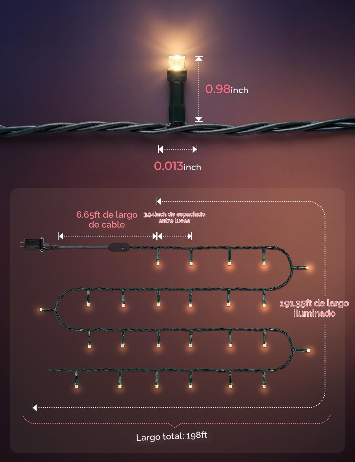 Minetom Luces LED RGB inteligentes que cambian de color, 198 pies,...