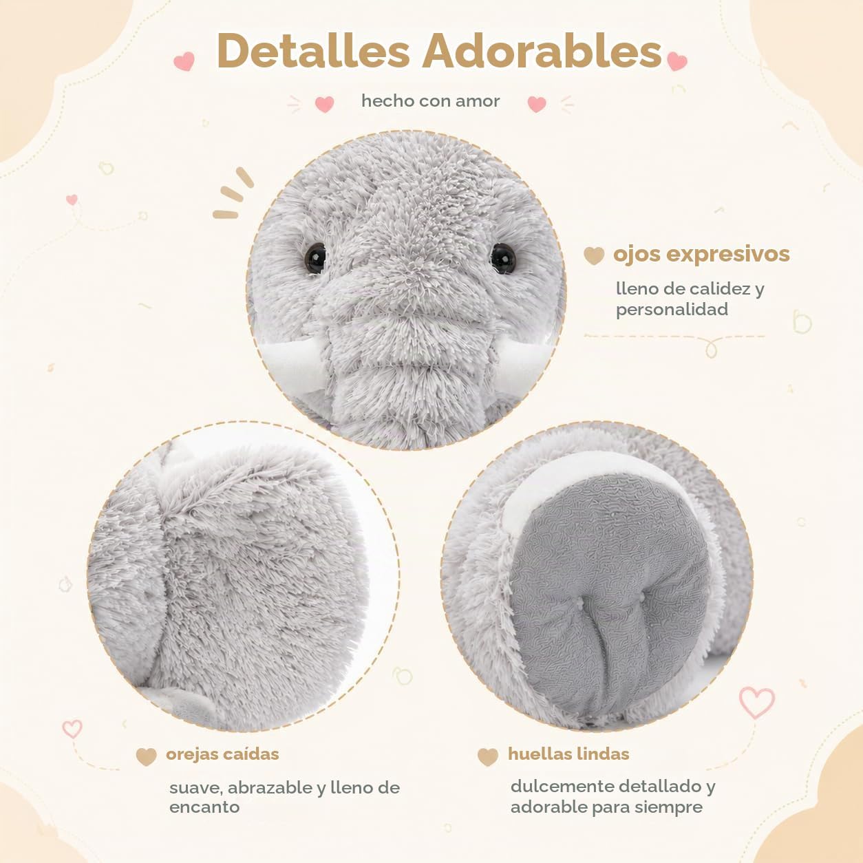 MorisMos Animal de Peluche de Elefante Grande, Compañero de Peluche...