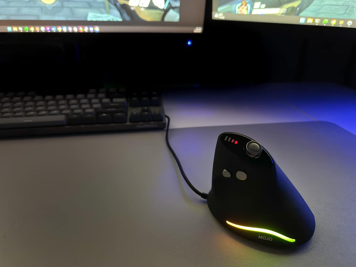 MOJO - Ratón vertical silencioso para juegos, ergonómico para juego...