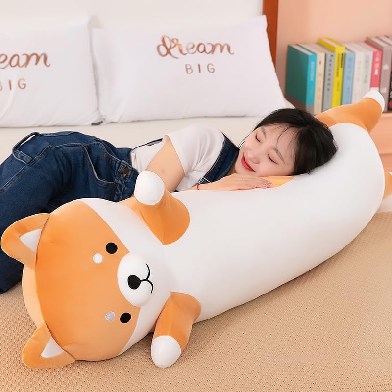 MIAOHAHA Almohada larga de peluche suave para perro Shiba Inu, jugu...