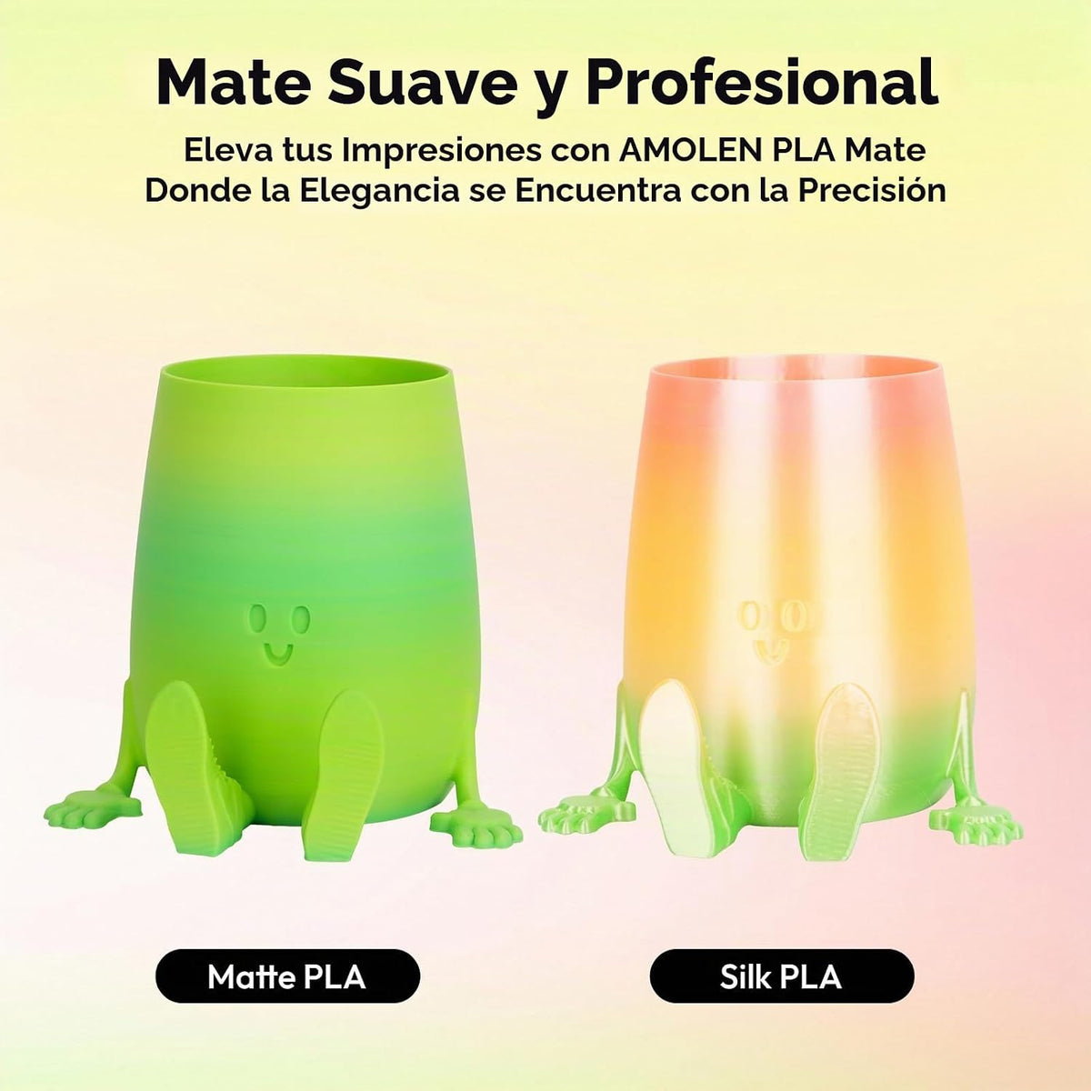 AMOLEN Filamento de impresora 3D PLA mate de 0.07 in arcoíris bicol...