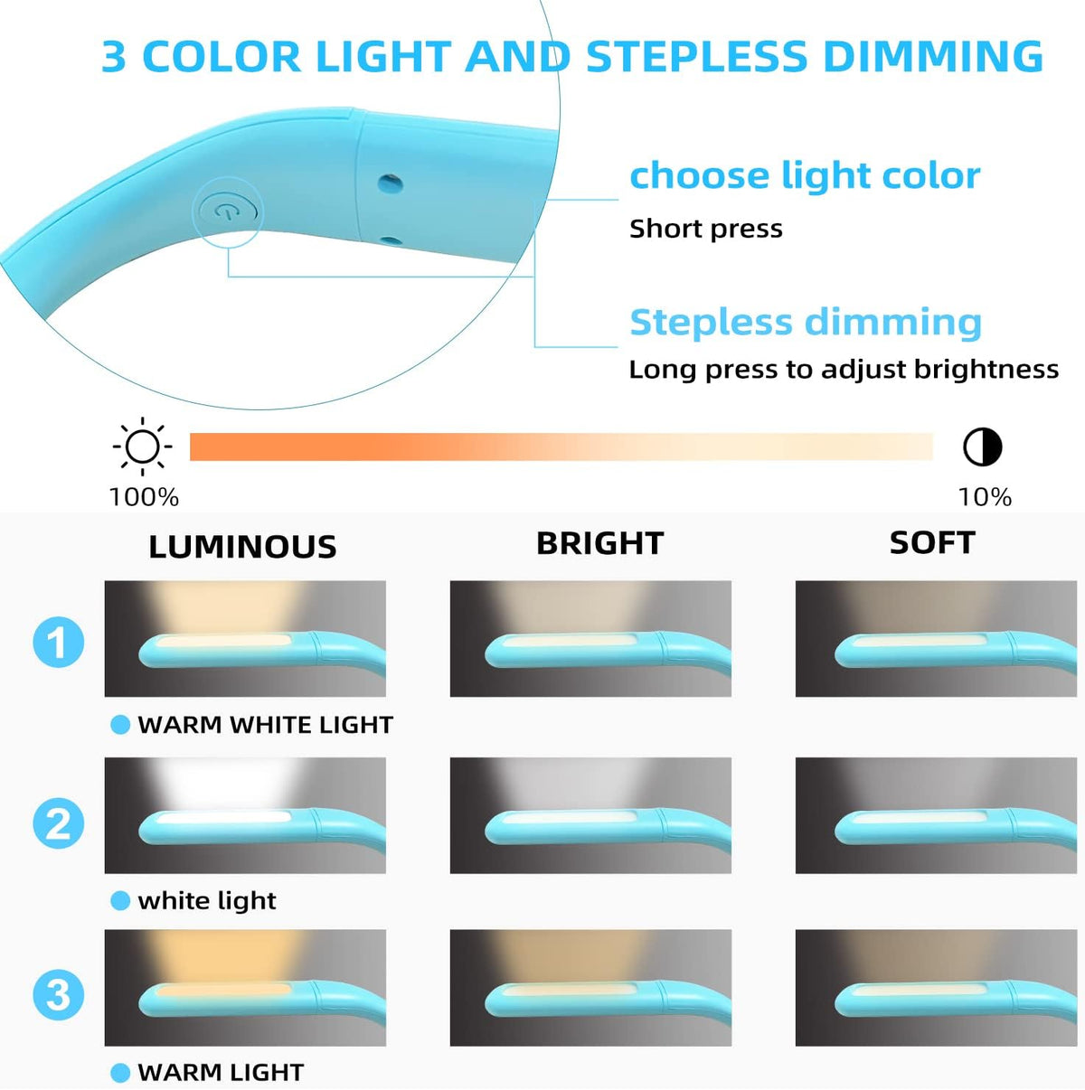 LALAKU Luz LED para el cuello con brillo ajustable, luces de libro...
