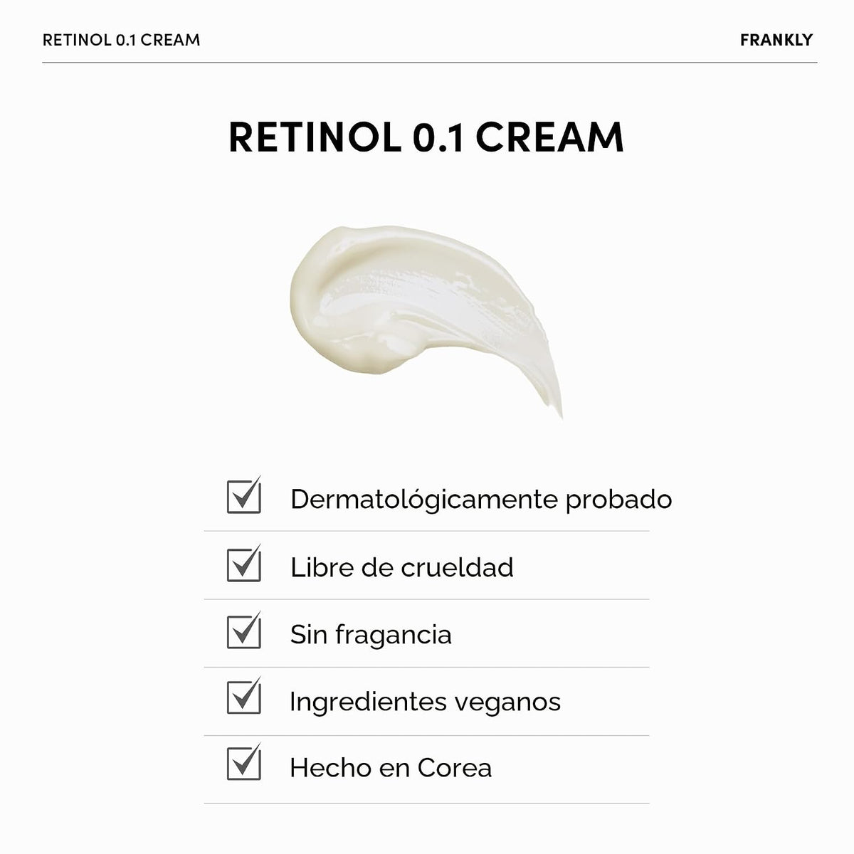 FRANKLY Retinol 0.1% Crema, 1.01 fl oz - Retinol coreano para princ...