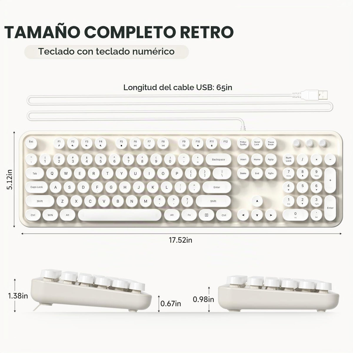 MOWUX Teclado de Computadora con Cable, Plug and Play USB Teclado R...