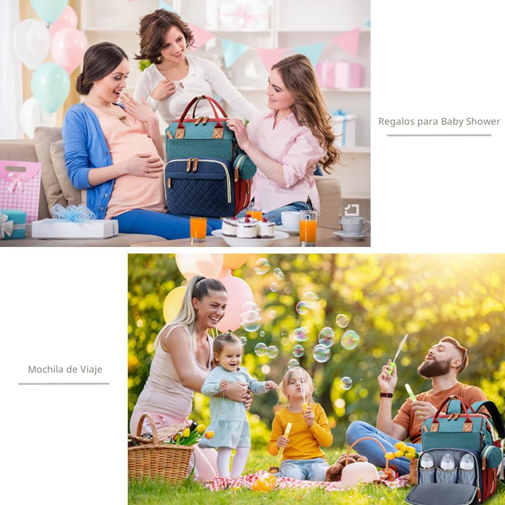 SHITIESHOU Bolsa de pañales mochila para bebé, bolsa de pañales par...