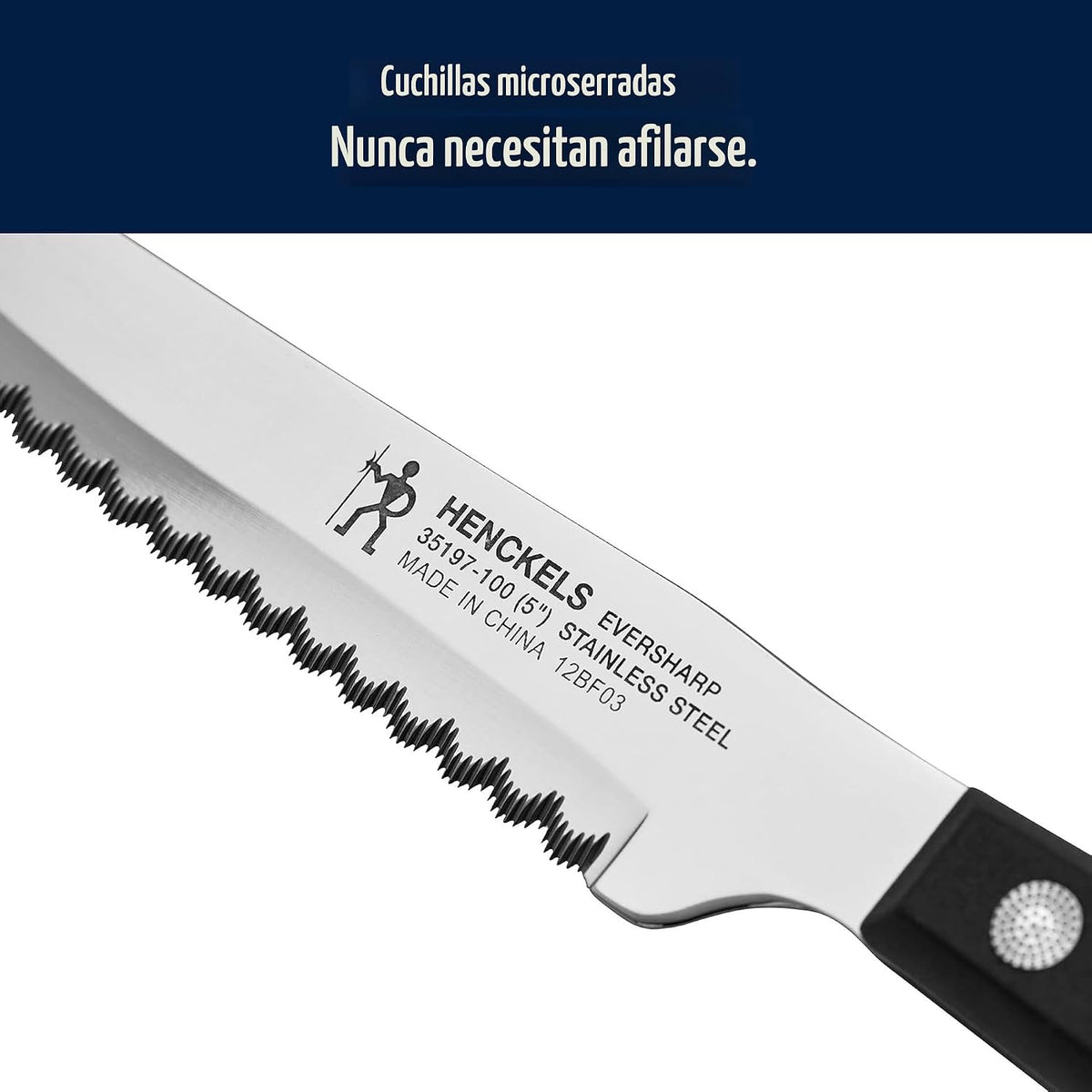 HENCKELS - Juego de 8 cuchillos afilados para carne, diseño alemán...