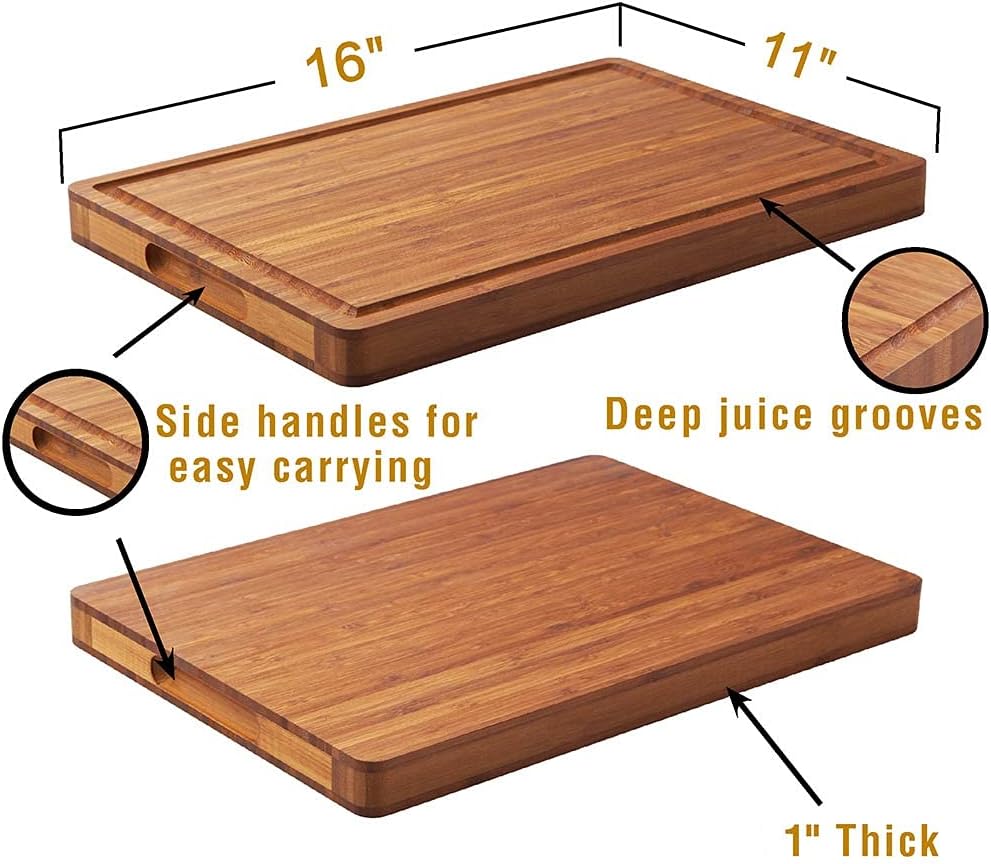 Allsum Tabla de cortar de madera de bambú para cocina, bloque de ca...