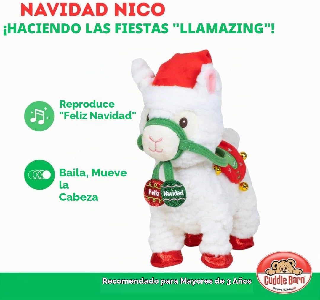 Cuddle Barn - Navidad Nico | Juguete de llama de peluche musical pa...