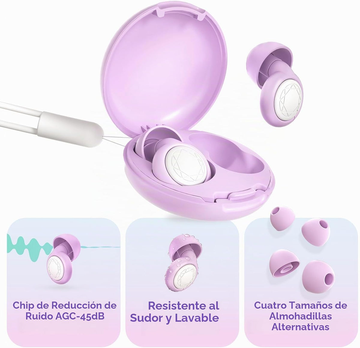 Tapones para los oídos con reducción de ruido con estuche y cordón,...