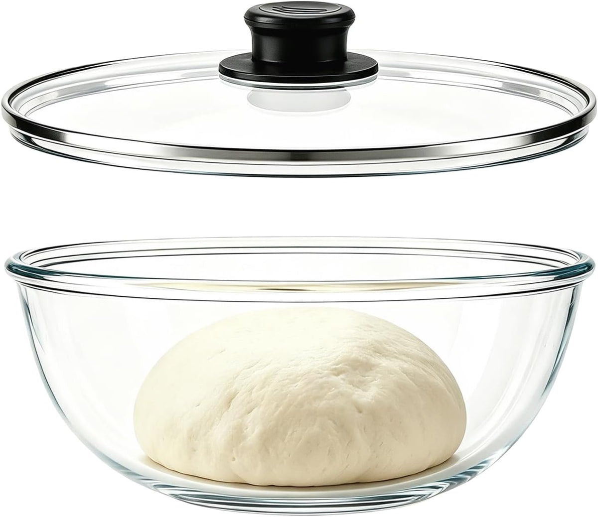 Tazón de mezcla de vidrio grande de 5QT con tapa, cuenco de vidrio...