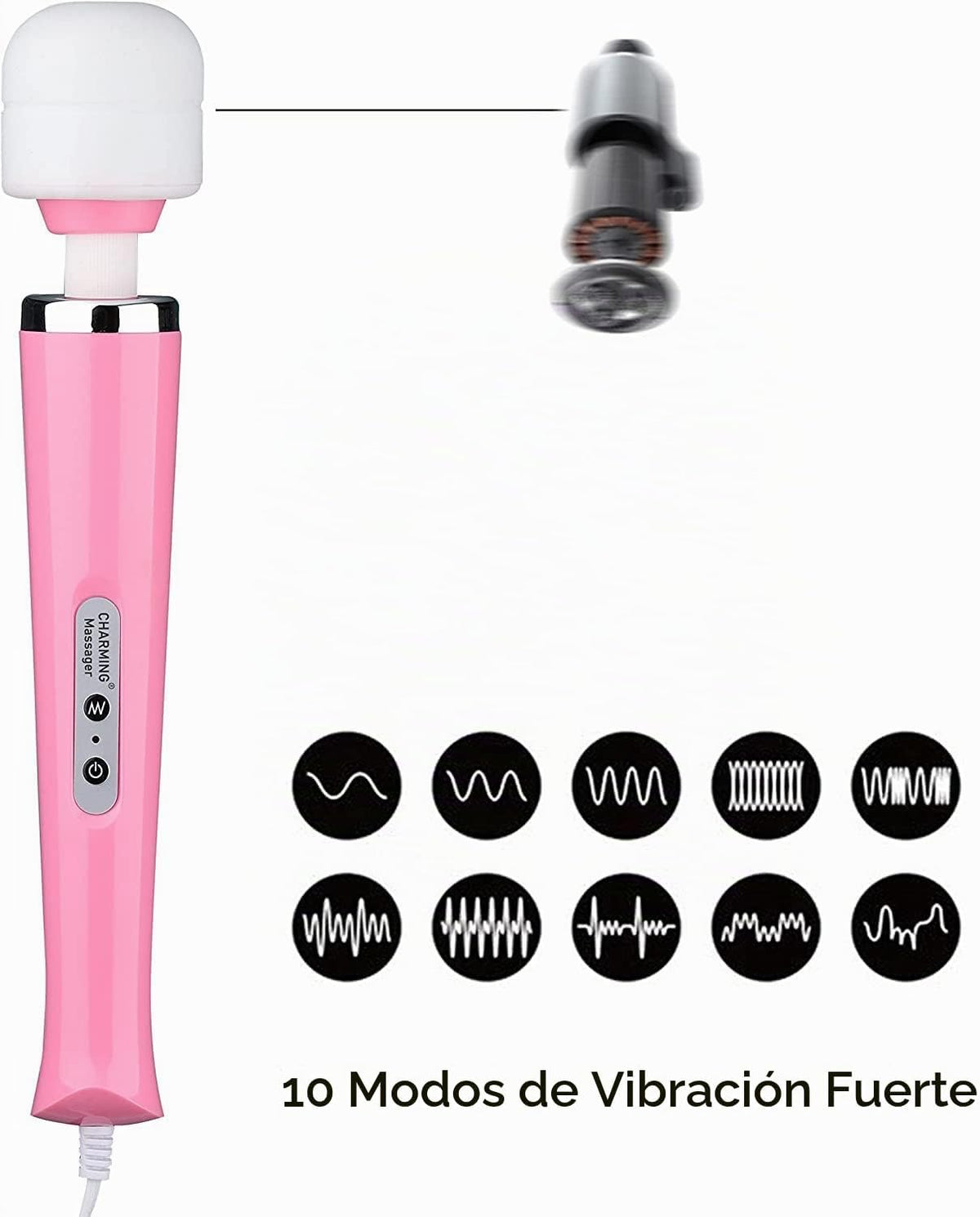 CHARMING Masajeador de Mano con Cable Potente para la Espalda con V...