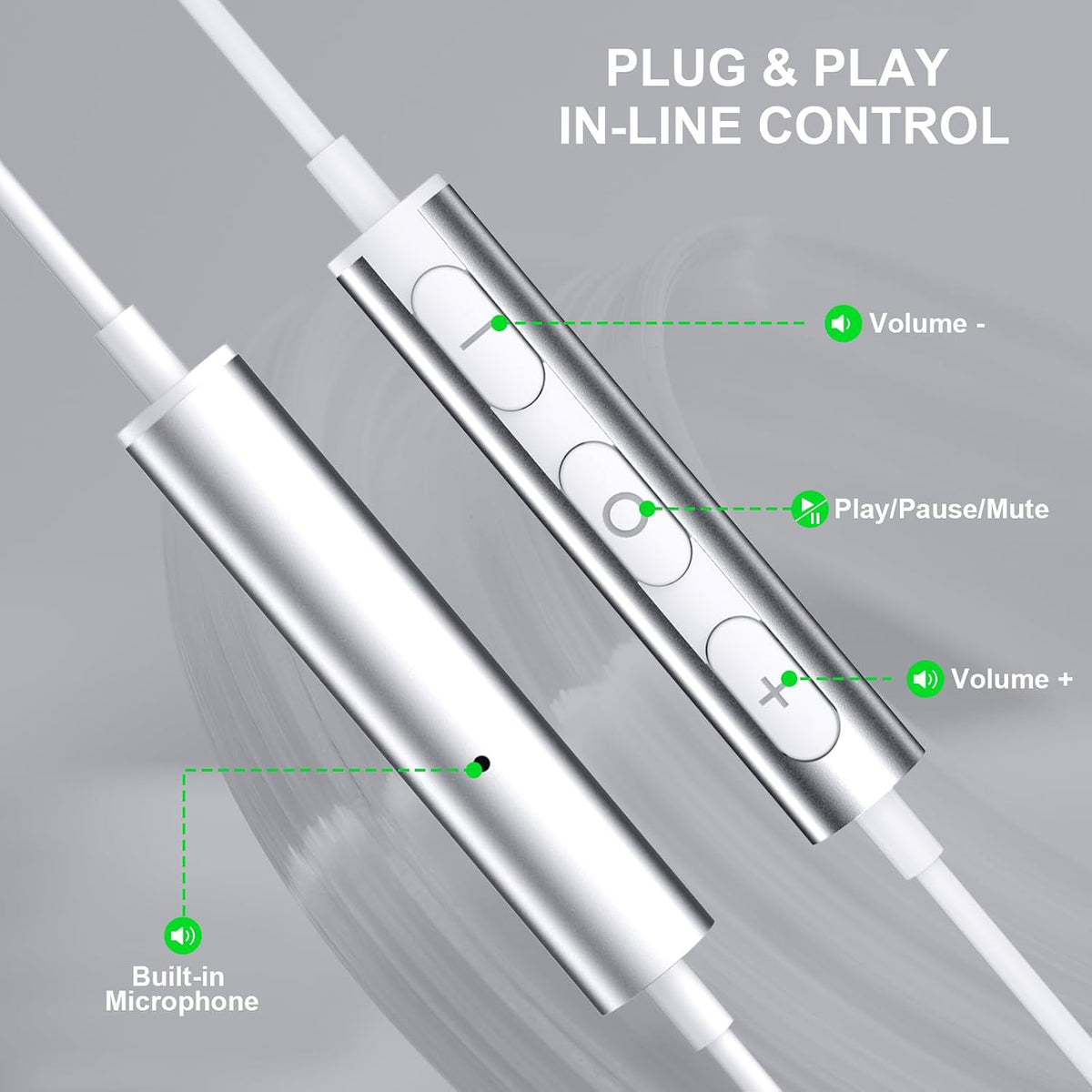 ASKUBSKU Auriculares USB con cable con micrófono para PC de 7.5 pie...
