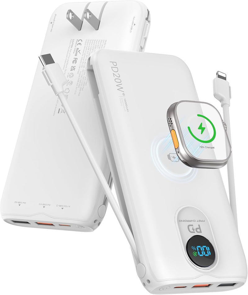 Cargador portátil Power Bank 10000mAh PD20W con cables incorporados...