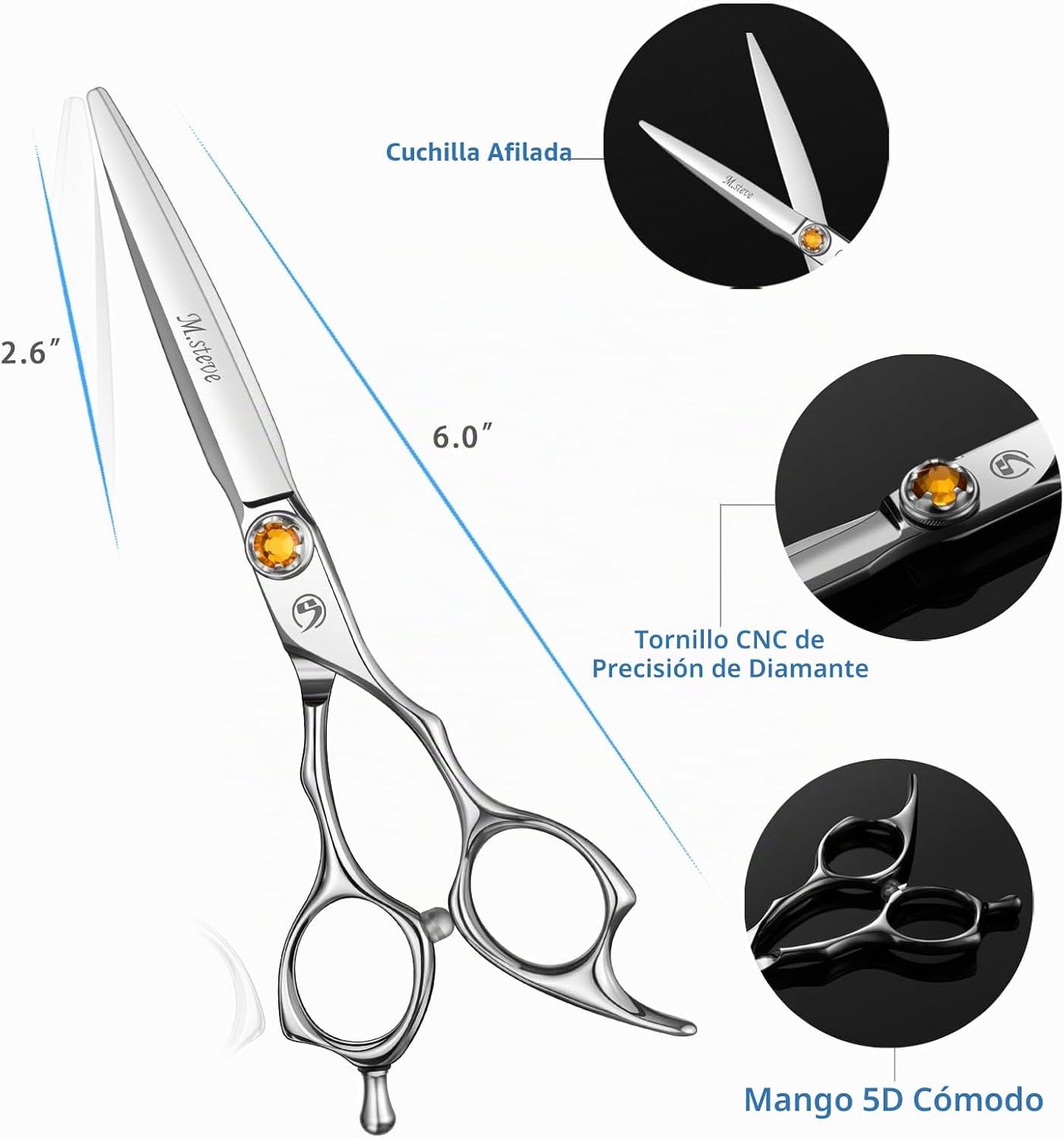 M.steve Tijeras profesionales de corte de cabello de 6 pulgadas, ti...
