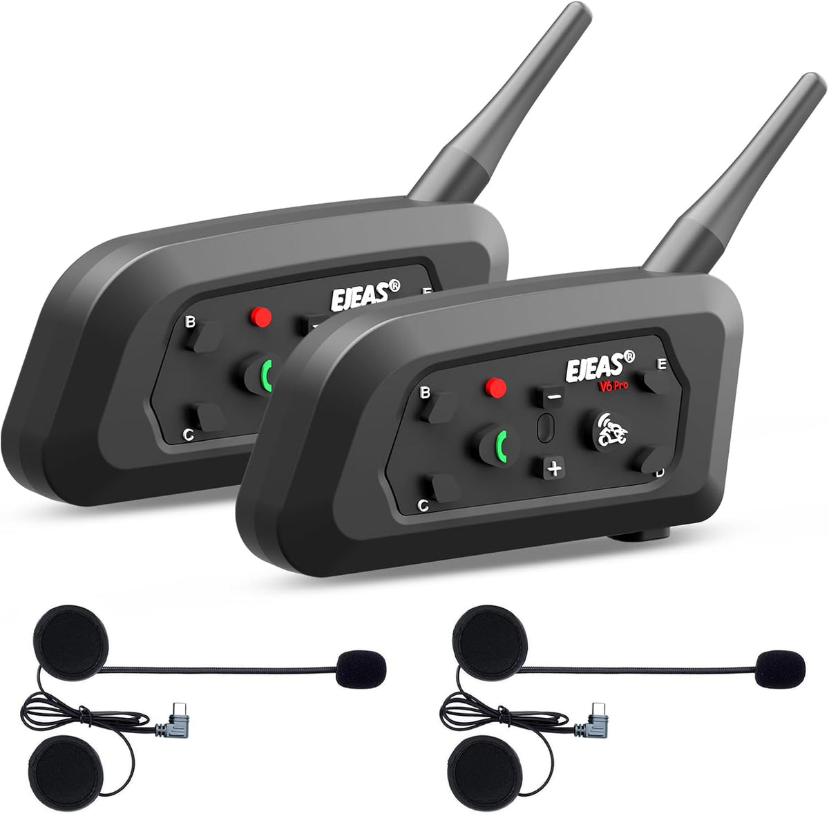 EJEAS V6 Intercomunicador Bluetooth para casco de motocicleta, Blue...