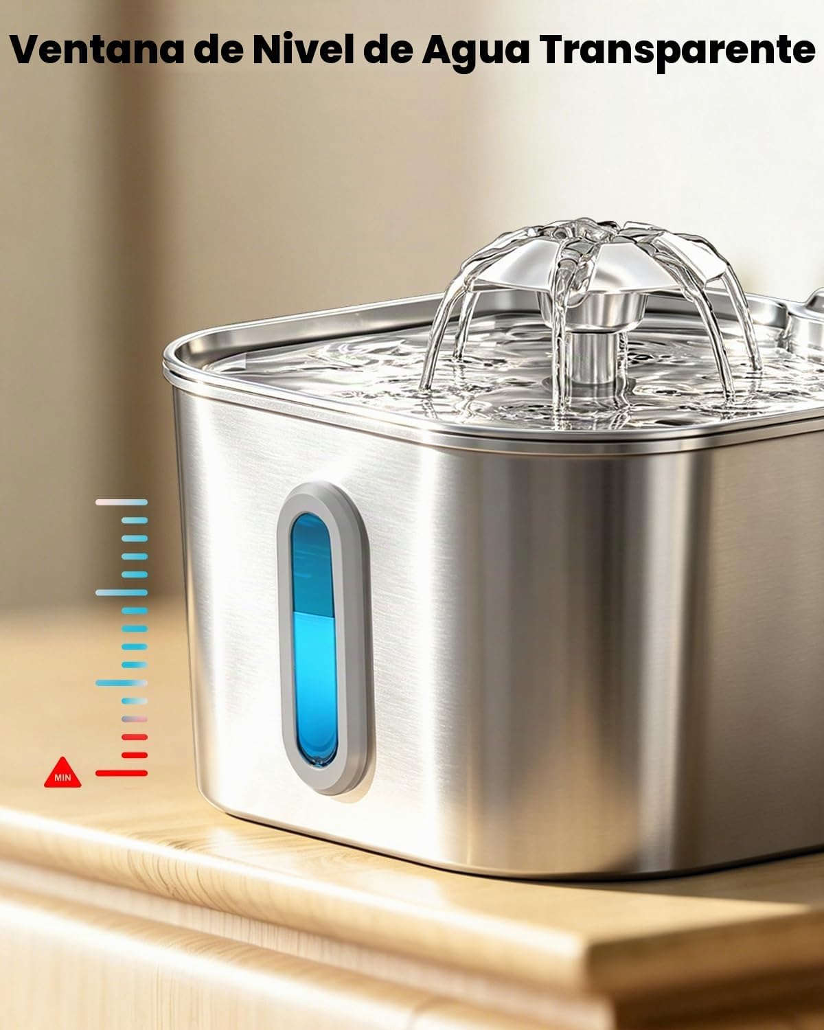 Fuente de agua para gatos de acero inoxidable de 74 oz\/2,2 L con 6...