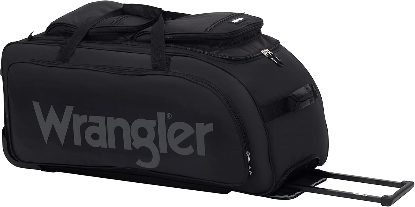 Wrangler Wesley - Bolsa de viaje con ruedas, Negro, Grande, 30 pulg.