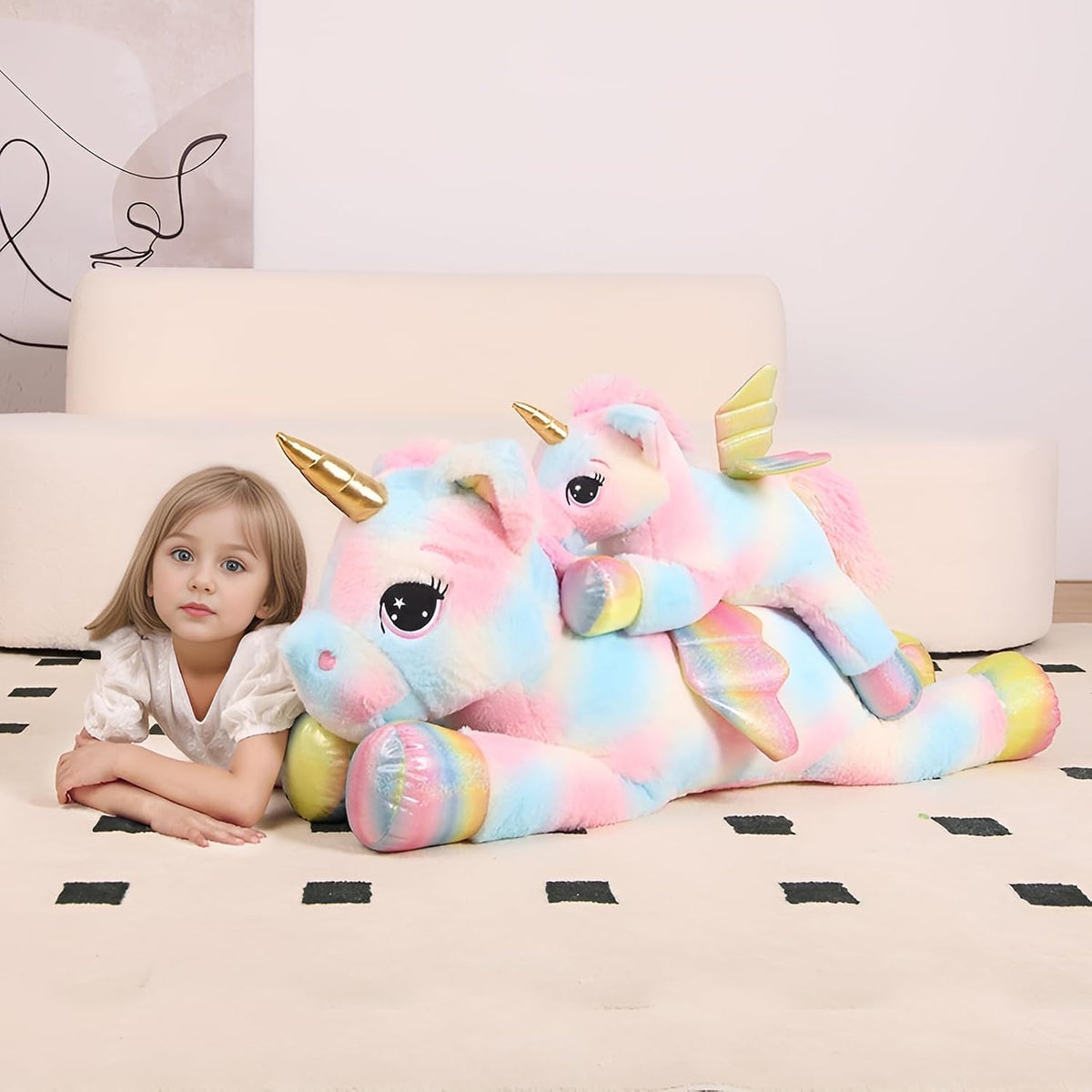 FFxiong Almohada de Peluche de Unicornio Grande de 24 Pulgadas de C...