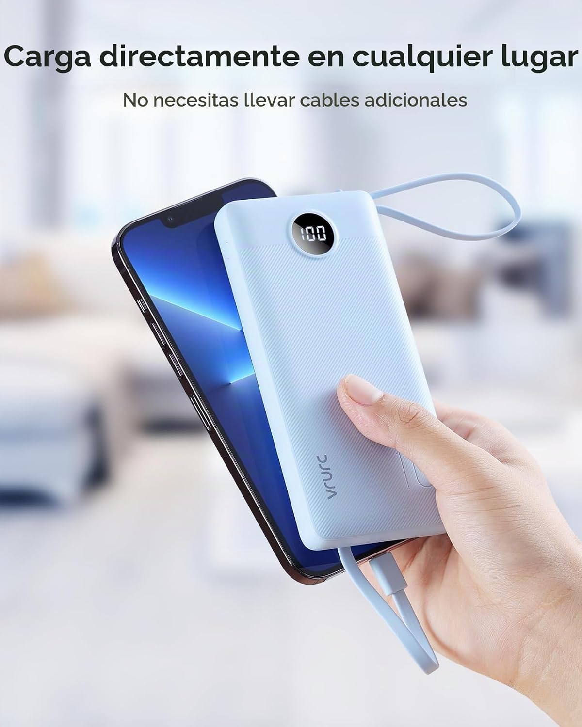 Cargador de teléfono portátil VRURC, construido en 4 cables USB C P...
