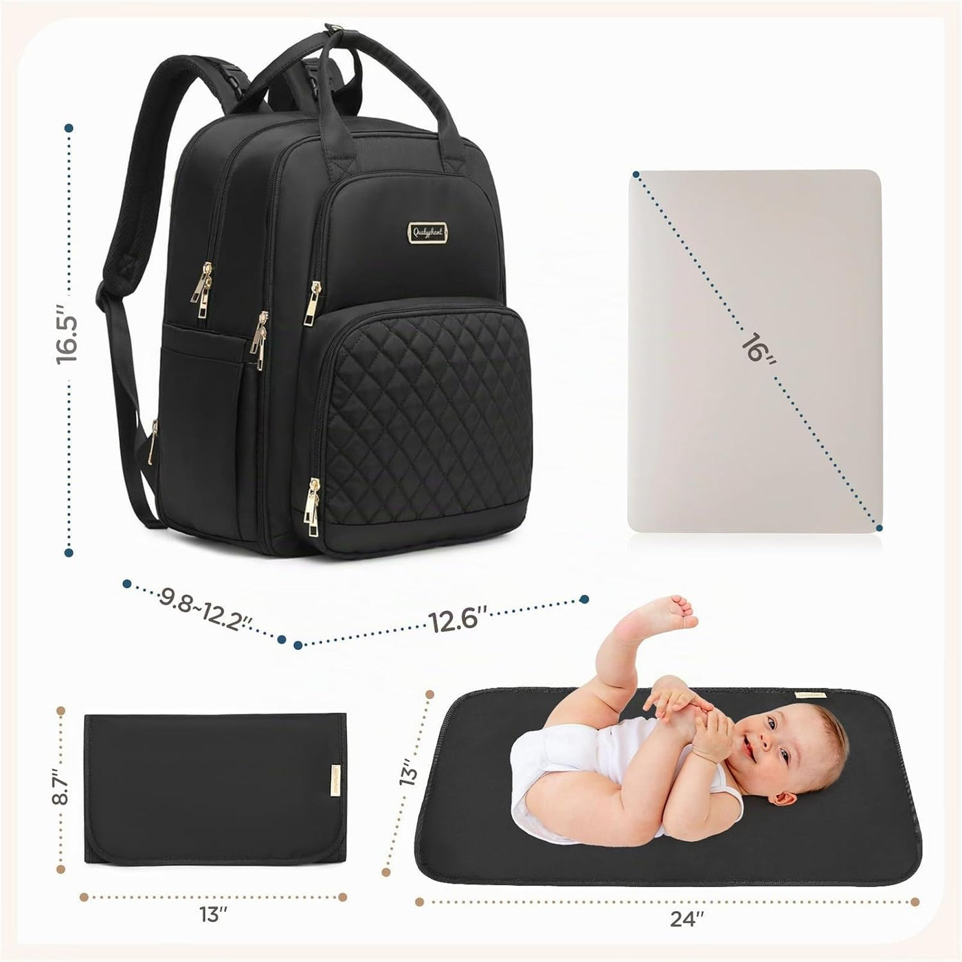 Mochila para pañales Qualyphant - Bolsa de pañales extra grande par...