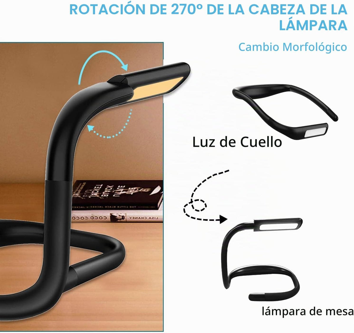 LALAKU - Luz de lectura LED para el cuello, luces de libro para lee...