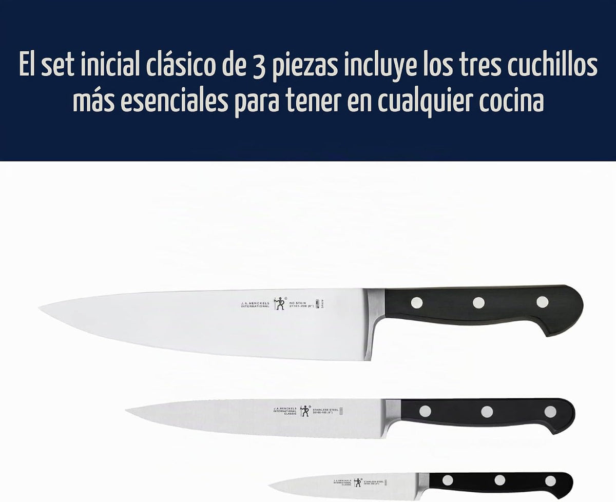 HENCKELS Classic Razor-Sharp - Juego de cuchillos de cocina de 3 pi...
