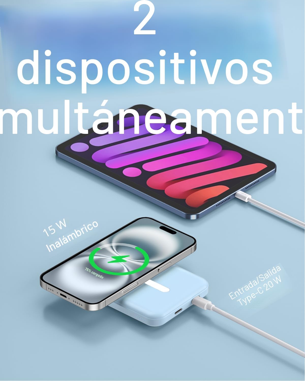 podoru para MagSafe Power Bank 5000mAh, cargador portátil magnético...