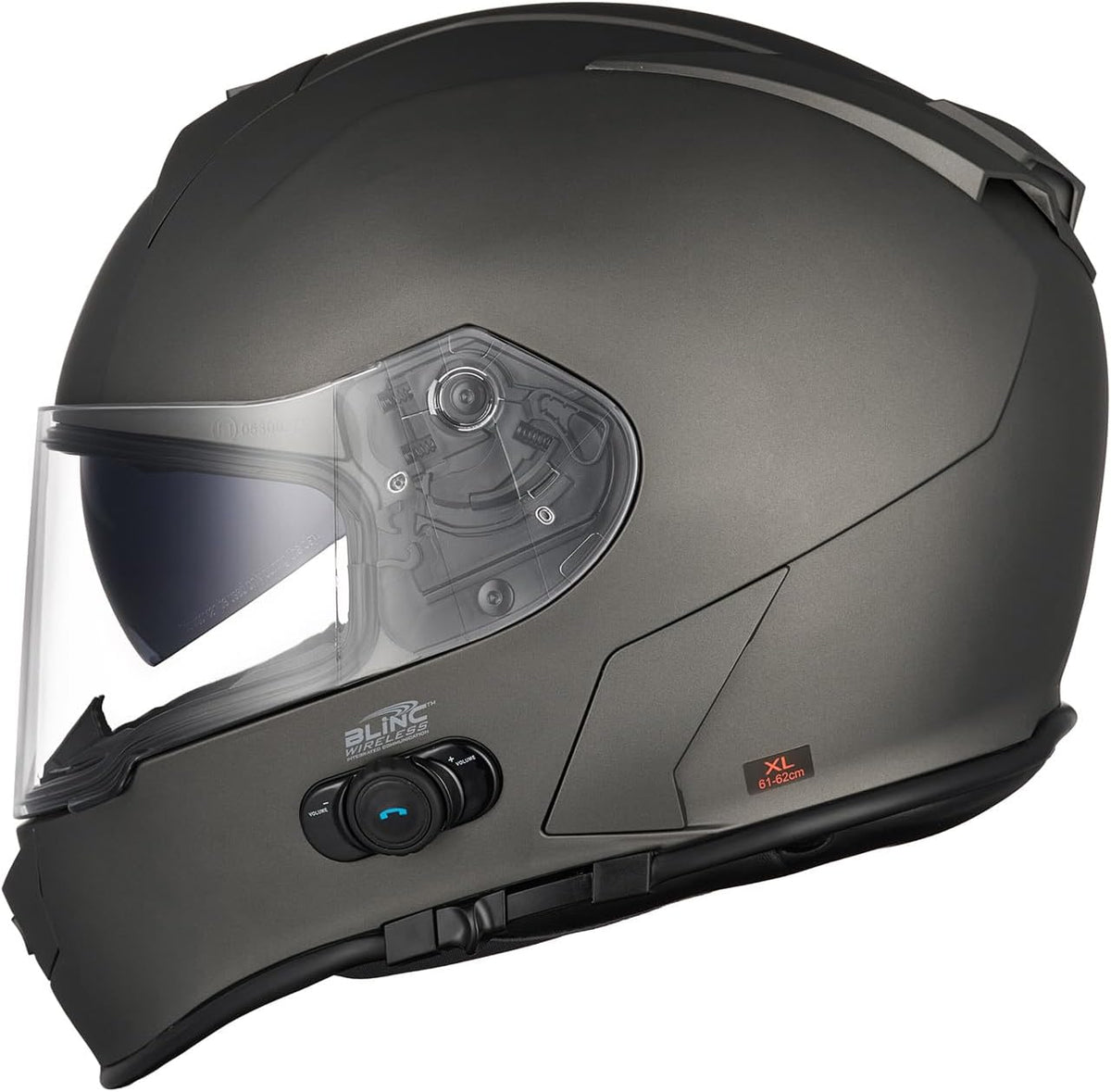 VCAN - Casco integral de motocicleta con Bluetooth integrado, cara...