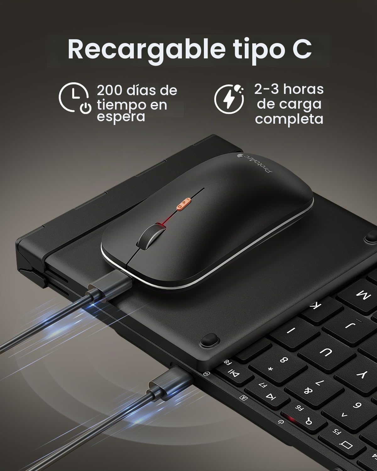 ProtoArc XKM01 Pro - Teclado y mouse plegables retroiluminados, tam...