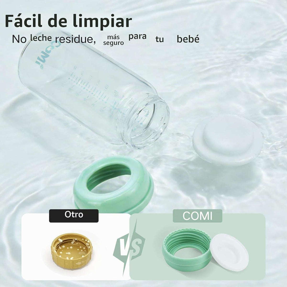 COMI Botella de almacenamiento y colección de leche materna de vidr...