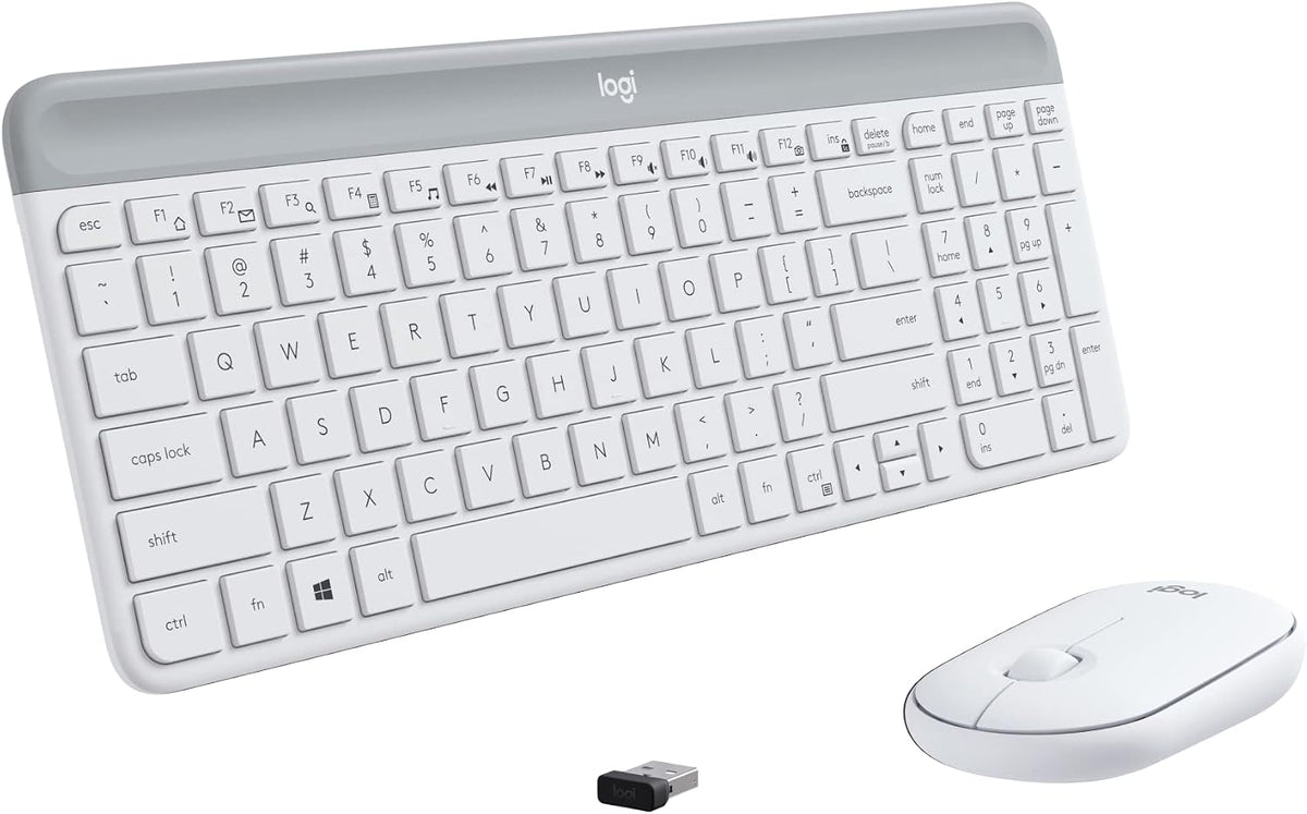 Logitech MK470 Slim Wireless Combo Teclado Compacto y Ratón - Blanc...