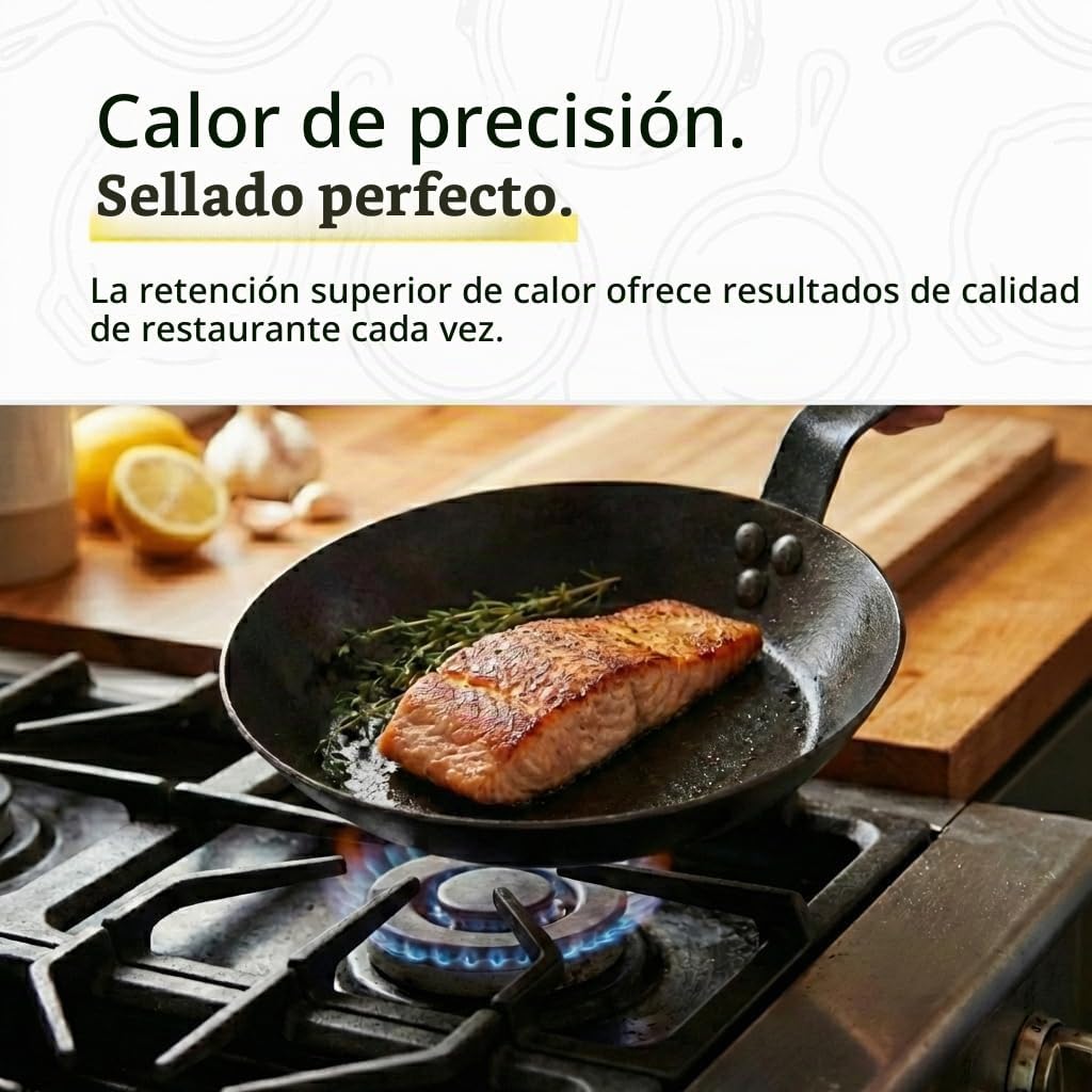 Sartén de acero al carbono de Lodge, 8", Negro | Sartén ligera...