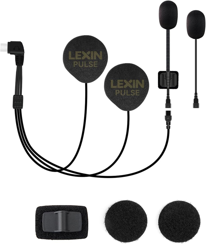 LEXIN Pulse - Altavoces para casco de motocicleta con micrófonos de...