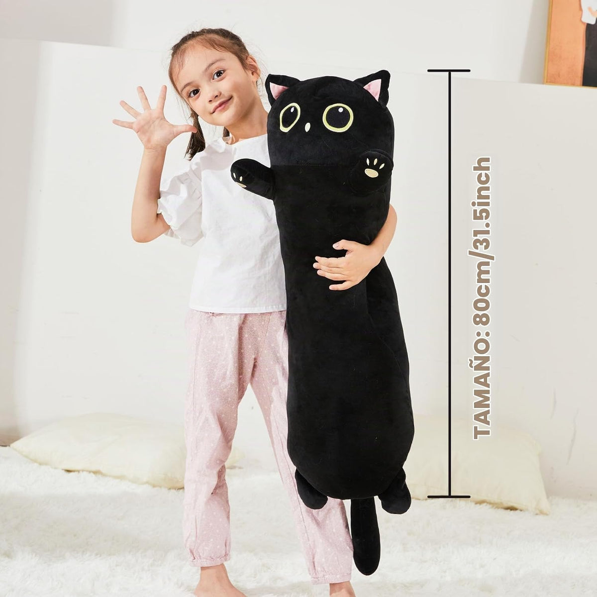 TPVV Animal de peluche de gato gigante de 31,5 pulgadas, juguete de...