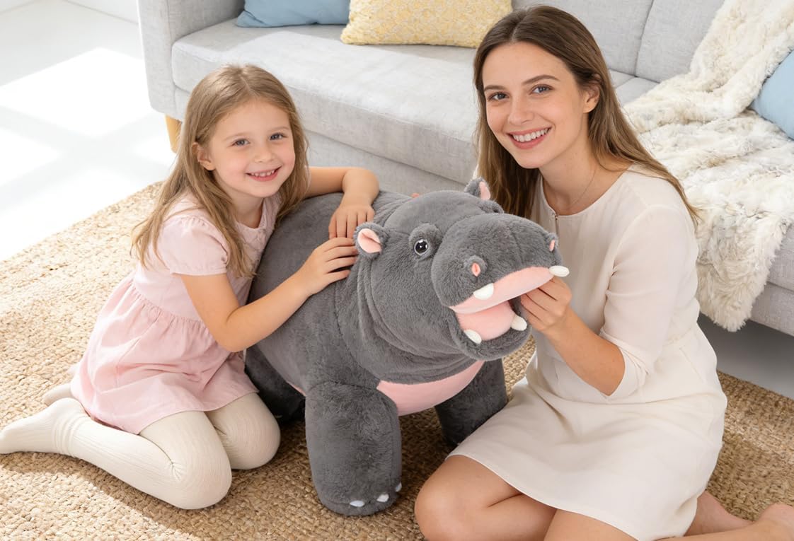 IKASA Peluche de hipopótamo gigante, juguete de peluche grande de h...