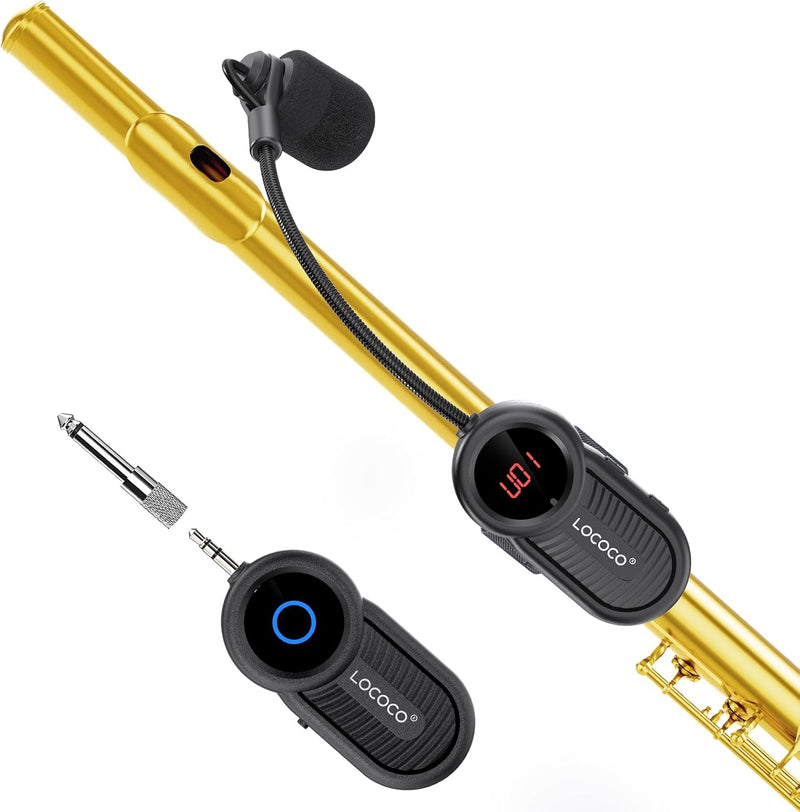 Lococo UHF Sistema de micrófono inalámbrico para flauta: Receptor y...