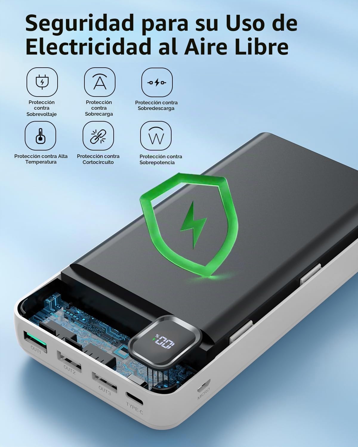 50000mAh 22.5W cargador portátil de carga rápida del banco del pode...