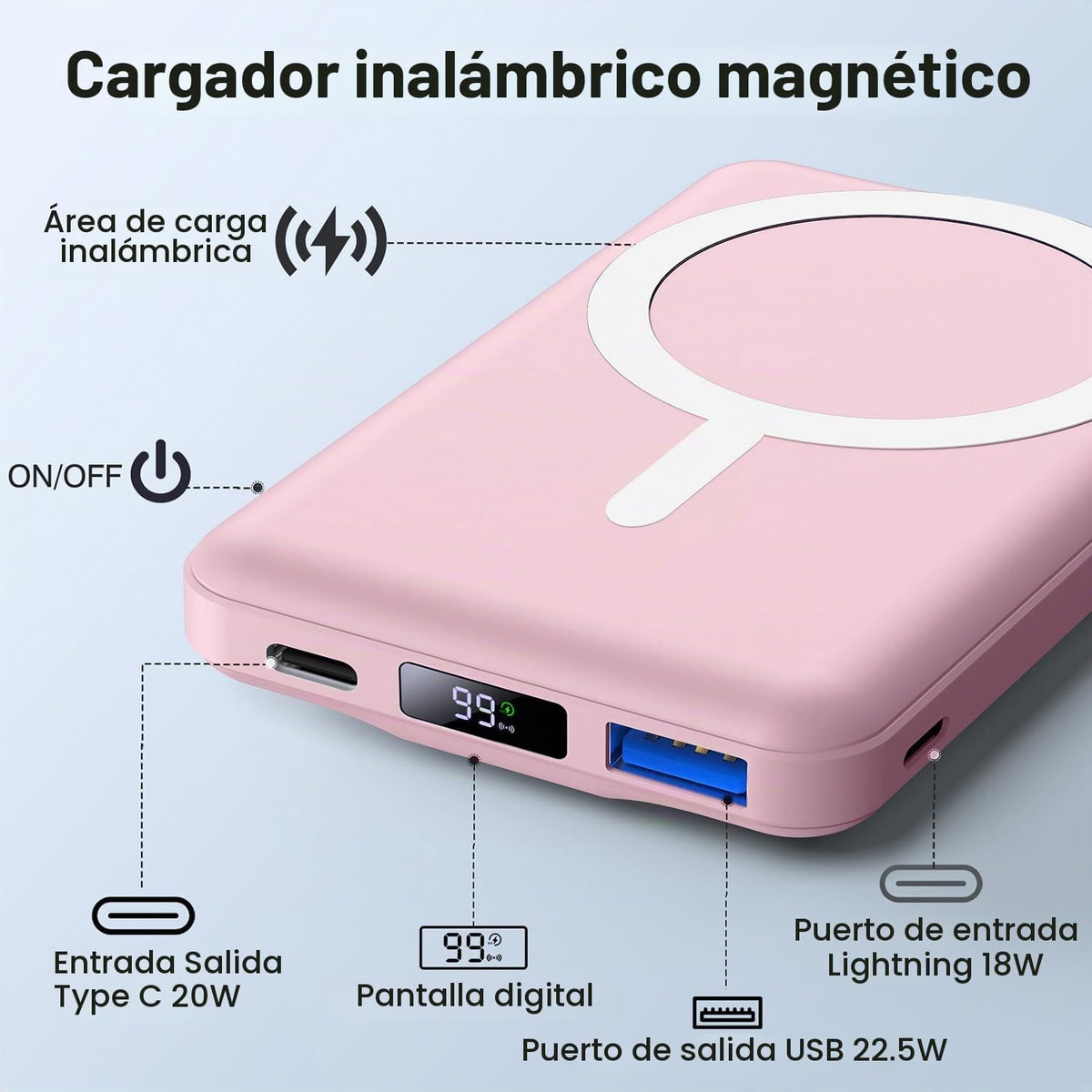 AOGUERBE para cargador portátil MagSafe, cargador magnético de 1000...