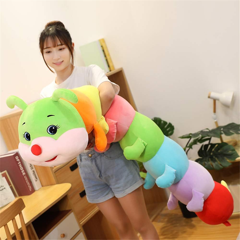 AOQI Almohada de peluche suave multicolor en forma de oruga, gran a...